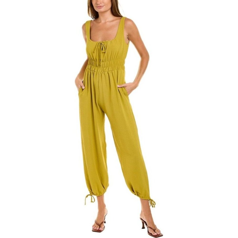 Maison Tara Cey Jumpsuit Size 6 Sleeveless Split Neck Wide Leg Mustard Y…